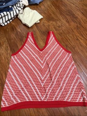 Wrangler Retro Red and Cream Striped Knit Tank Top